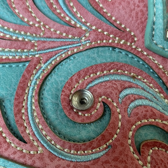 P & G crossbody bag with adjustable strap pretty pink and turquoise - Picture 11 of 12